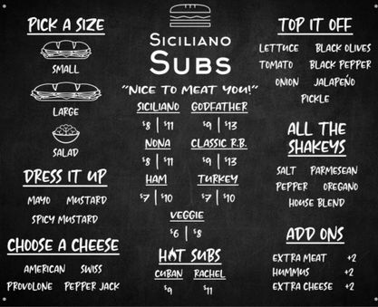 Image of our menu options