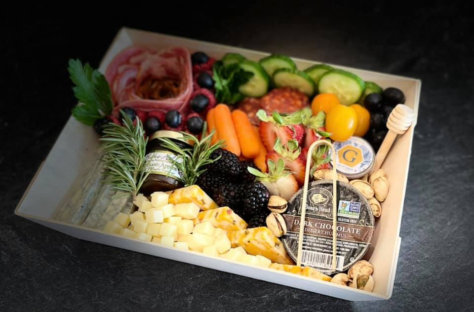 Medium charcuterie tray with vignette lighting